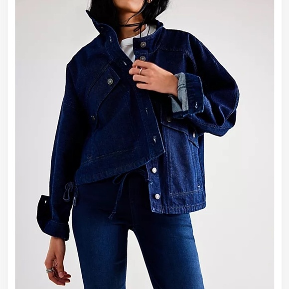Free People We The Free Casey Denim Jacket Size Large NWOT - Picture 1 of 10